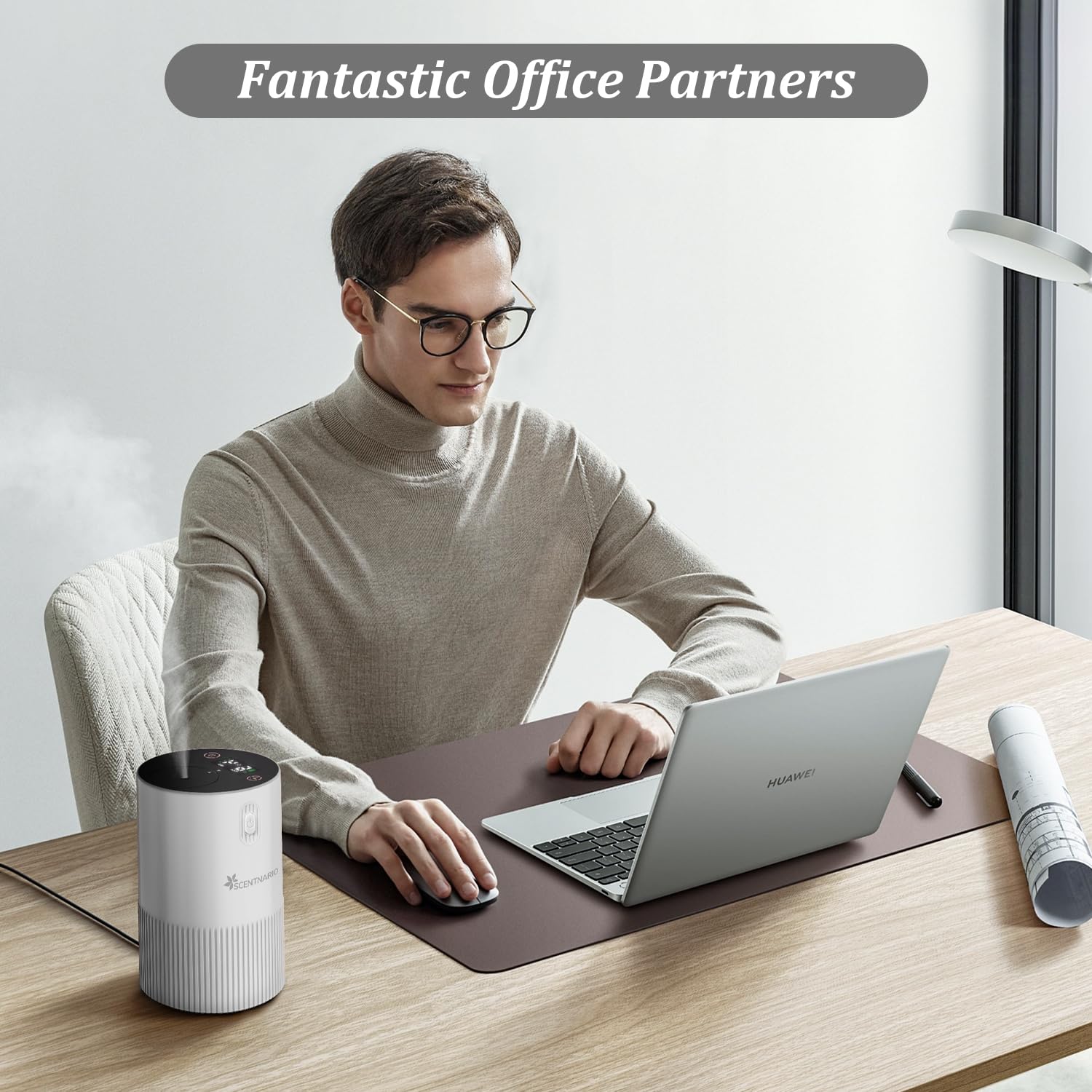 Fonctionnement silencieux et design compact SCENTNARIO idéal au bureau.