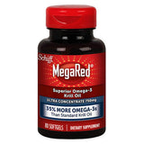 Schiff MegaRed capsules molles d'huile de krill favorisant l'absorption élevée sans arrière-goût.
