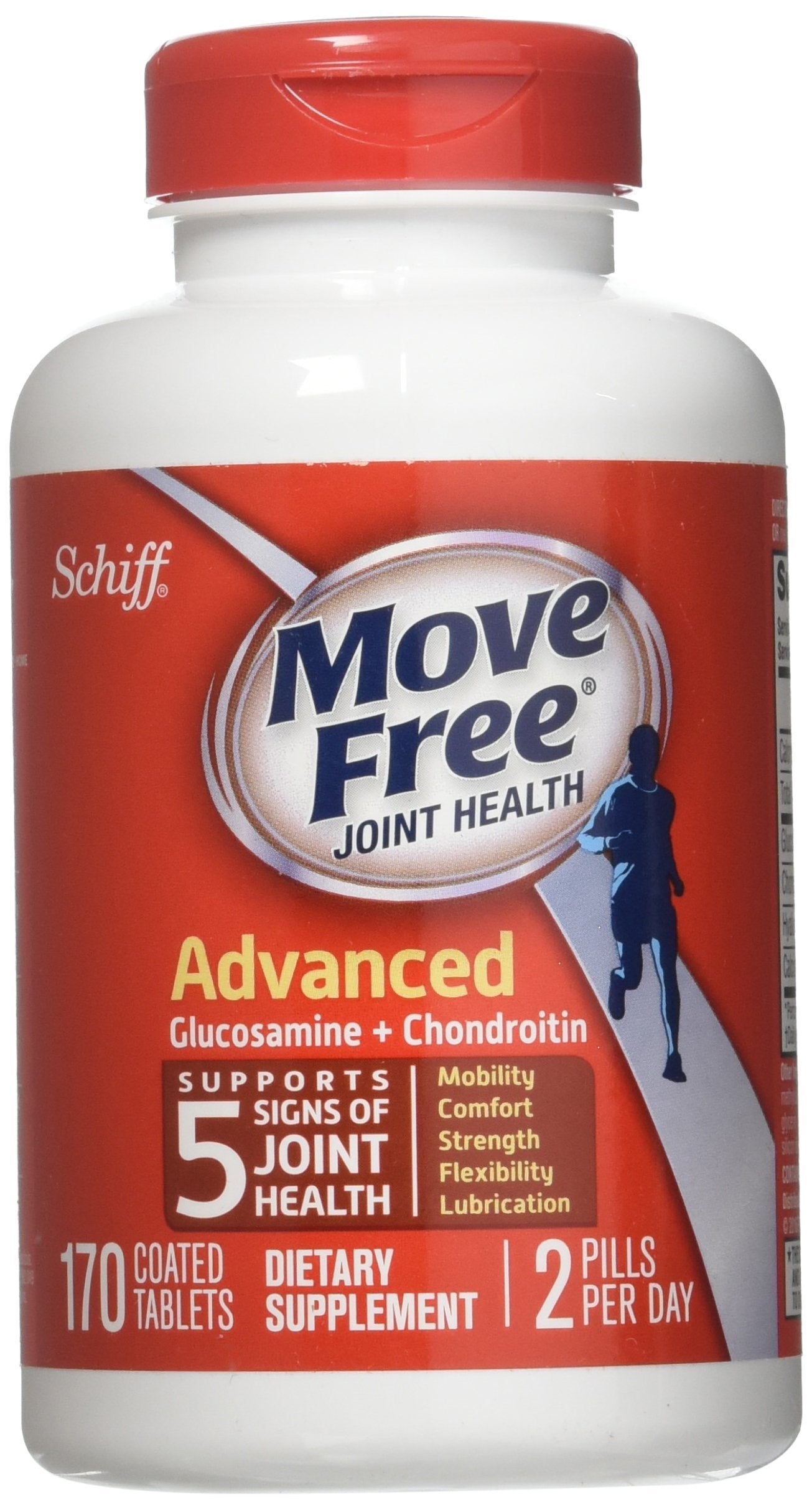 Schiff Move Free: bouteille de capsules prête à votre routine articulaire quotidienne.