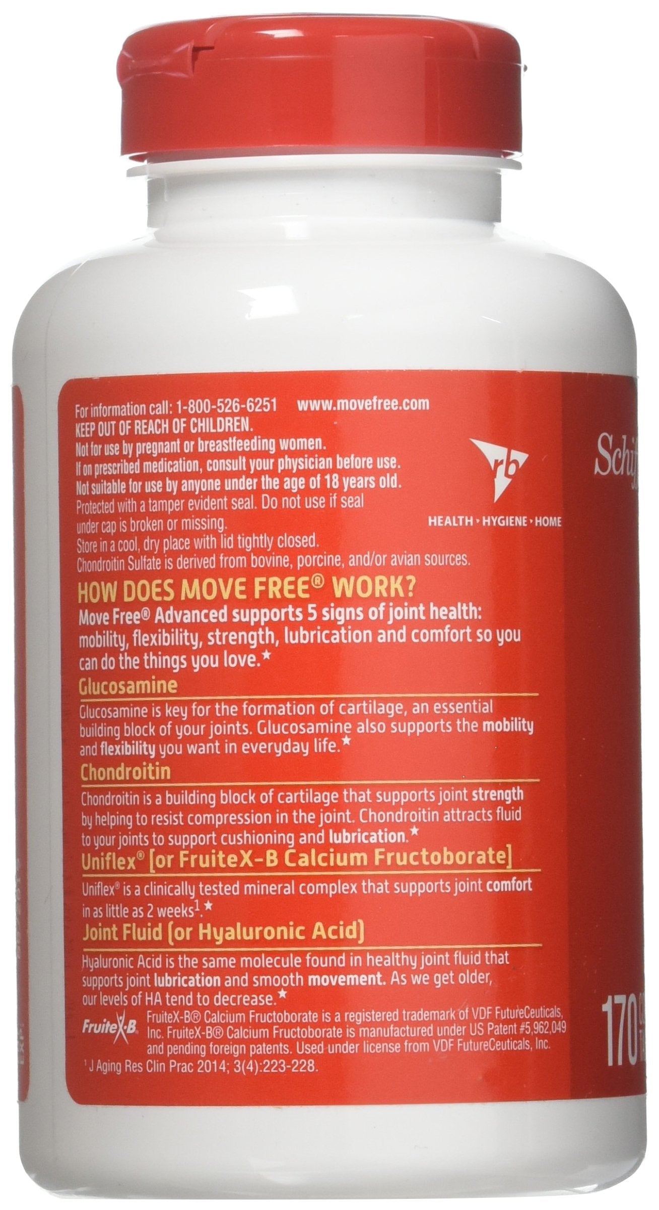 Schiff Move Free: capsules en gros plan et texture adaptée à un usage quotidien.