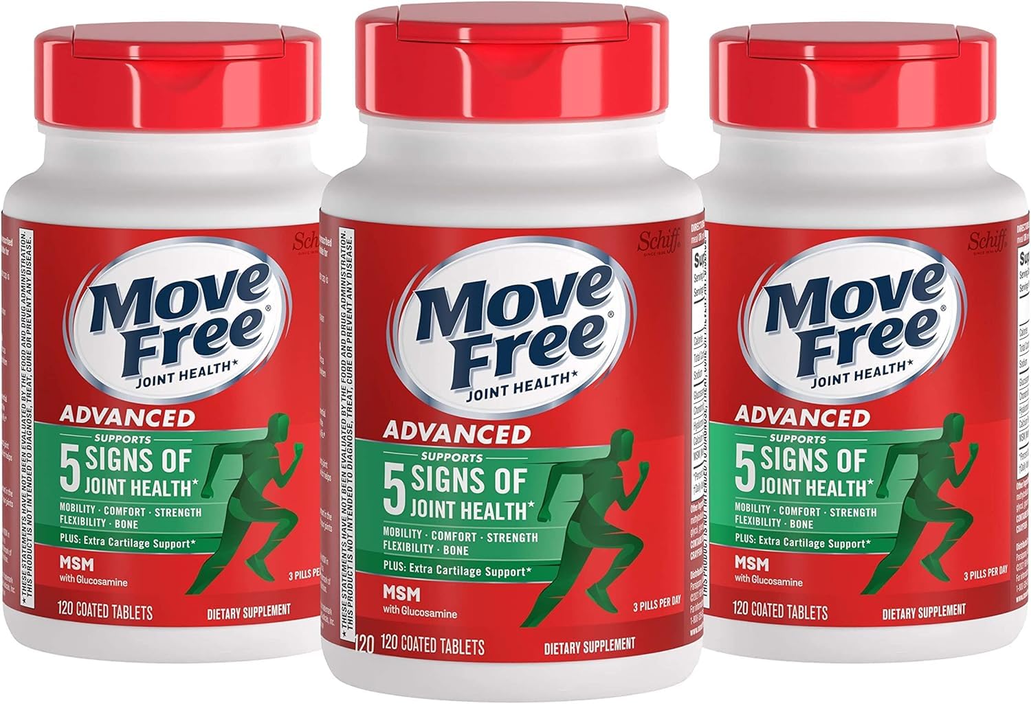 Schiff Move Free Advanced : emballage du produit, soutien potentiel à la mobilité au quotidien.