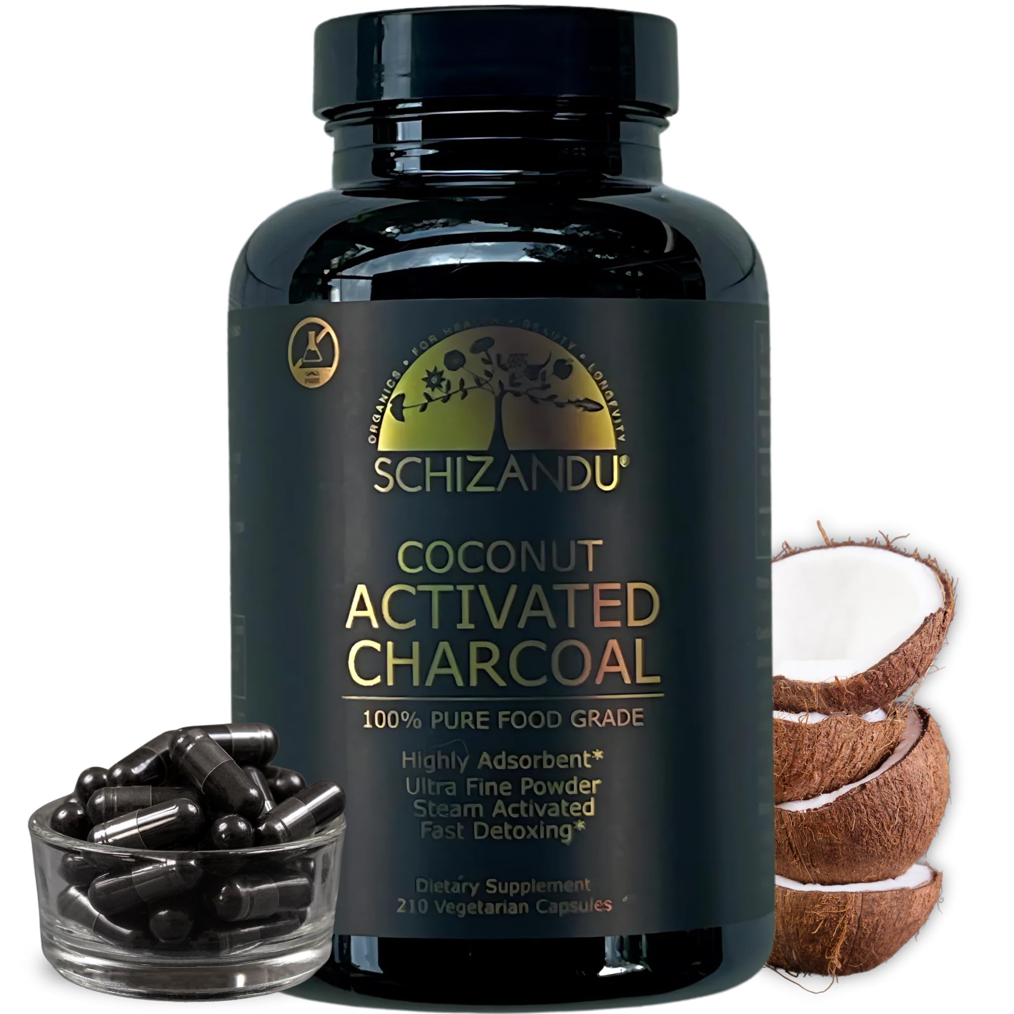 Schizandu Charbon Actif en gélules 600 mg, soutien potentiel pour detox et digestion.