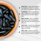 Capsules Schizandu Charbon Actif, étiquette écologique et facilité d'utilisation.