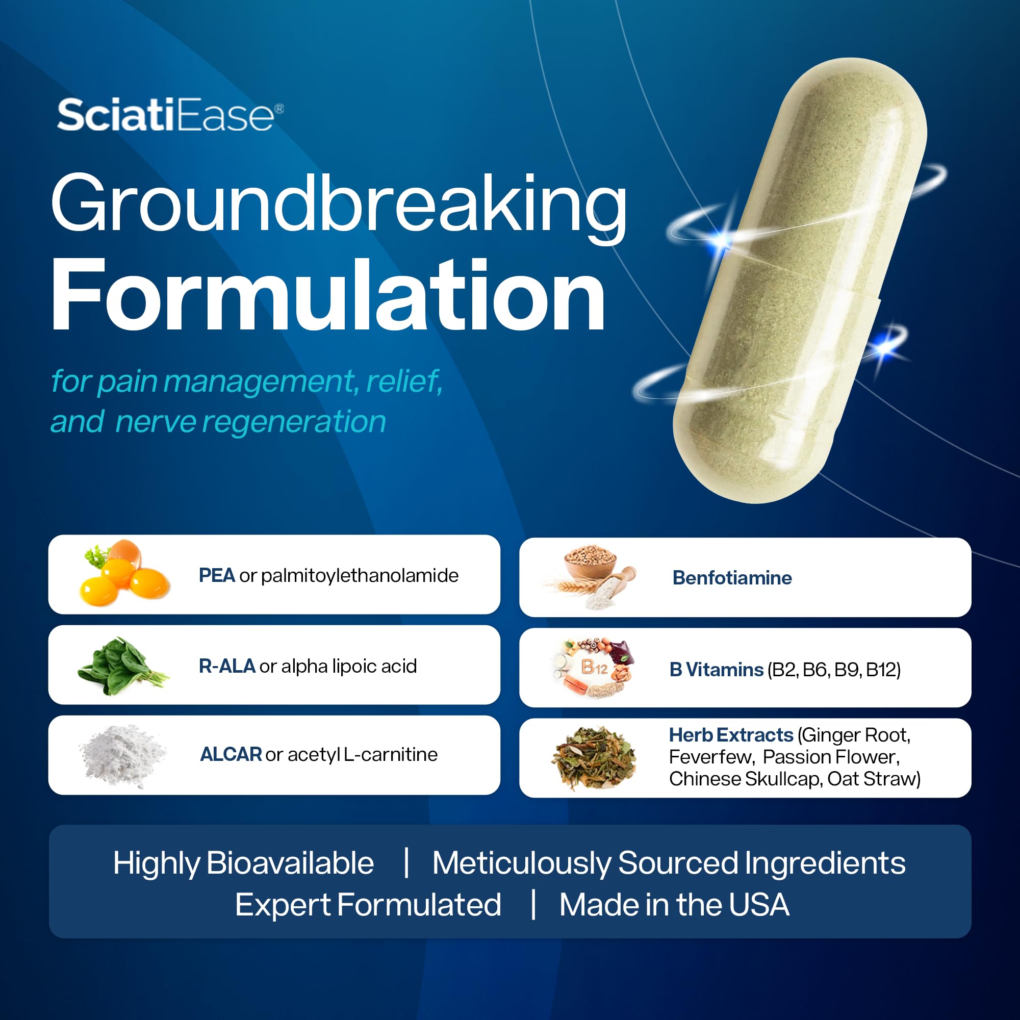 SciatiEase: capsules visibles, format facile à avaler