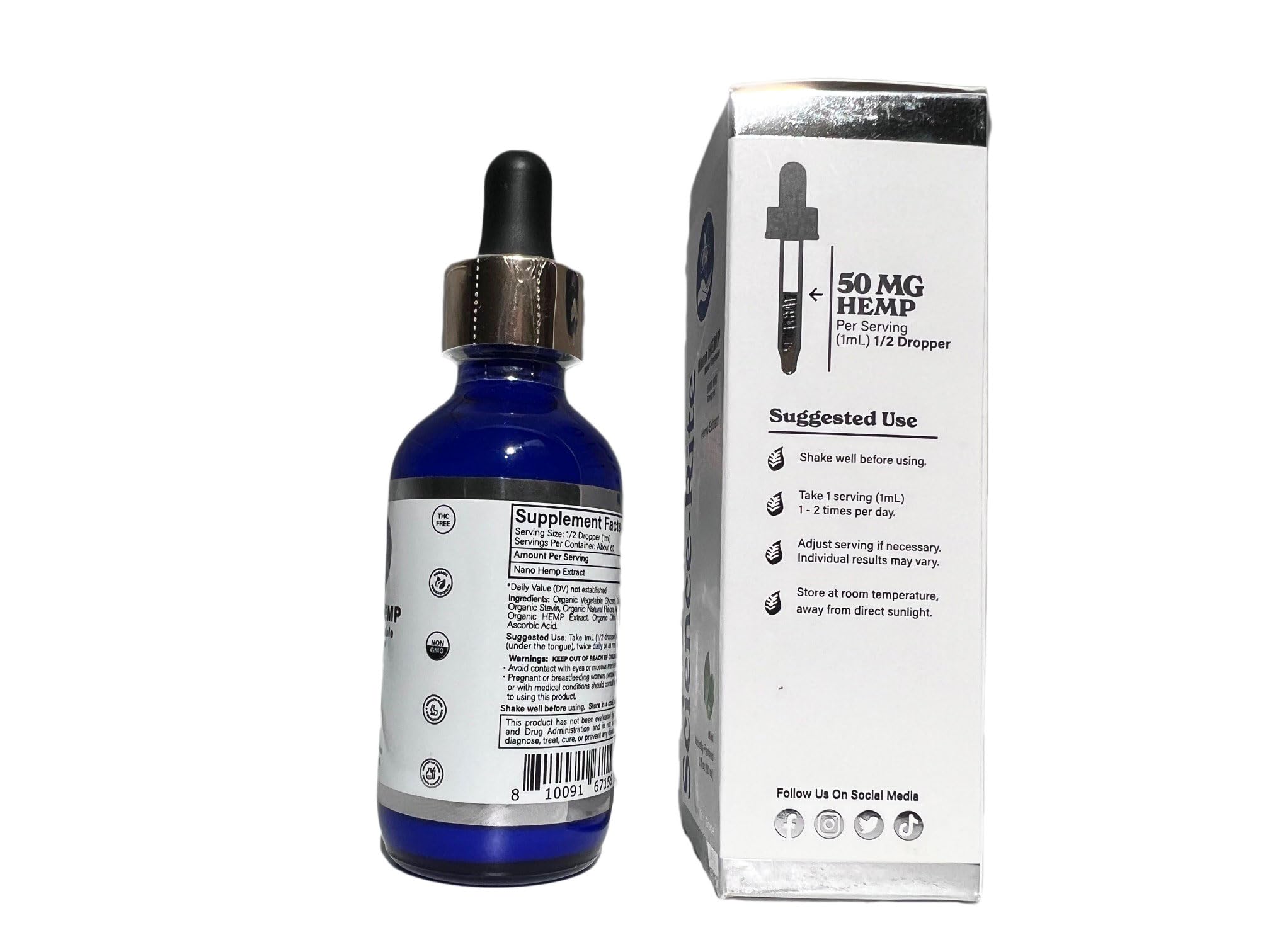 Science-Rite Nano Hemp flacon-menthe: goût frais et prise agréable.