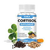 SCOLA bouteille de capsules molles cortisol prête pour la détente.