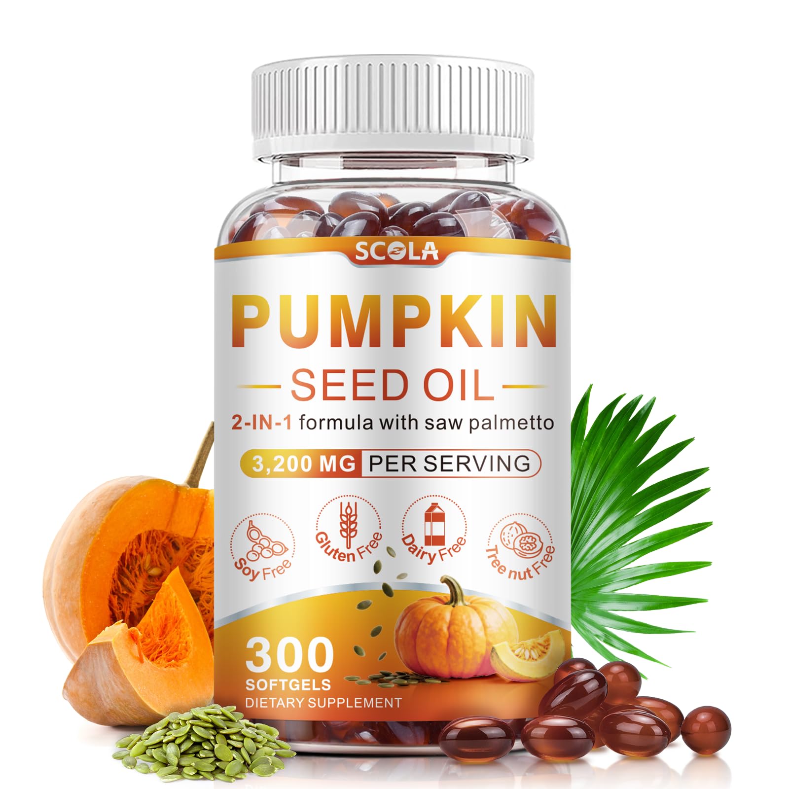 SCOLA huile graines potiron-palmetto – bouteille, soutien potentiel cheveux et prostate.
