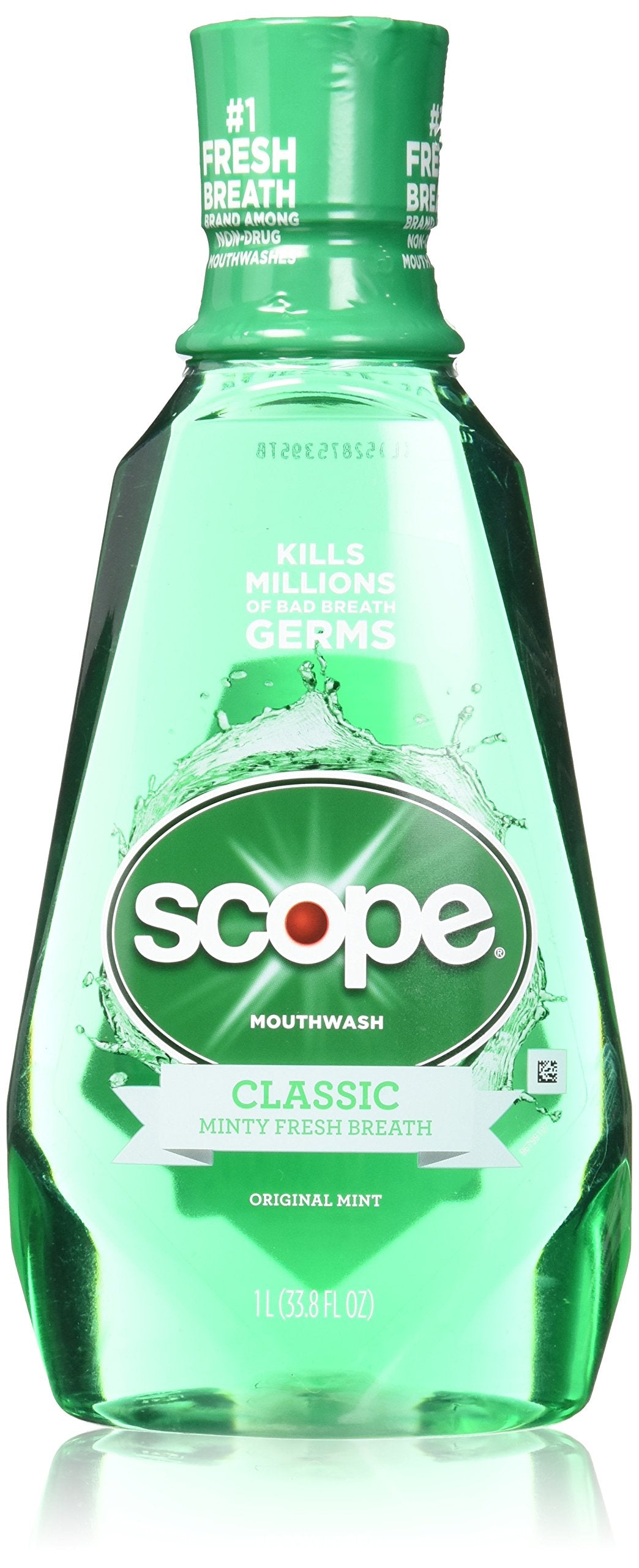 Scope Rince-bouche Original Menthe, 1 Litre, lot de 2, pratique pour usage quotidien.