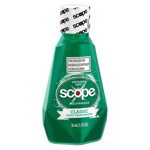 Scope rince-bouche Original Menthe: bouteille voyage prête pour vos déplacements.