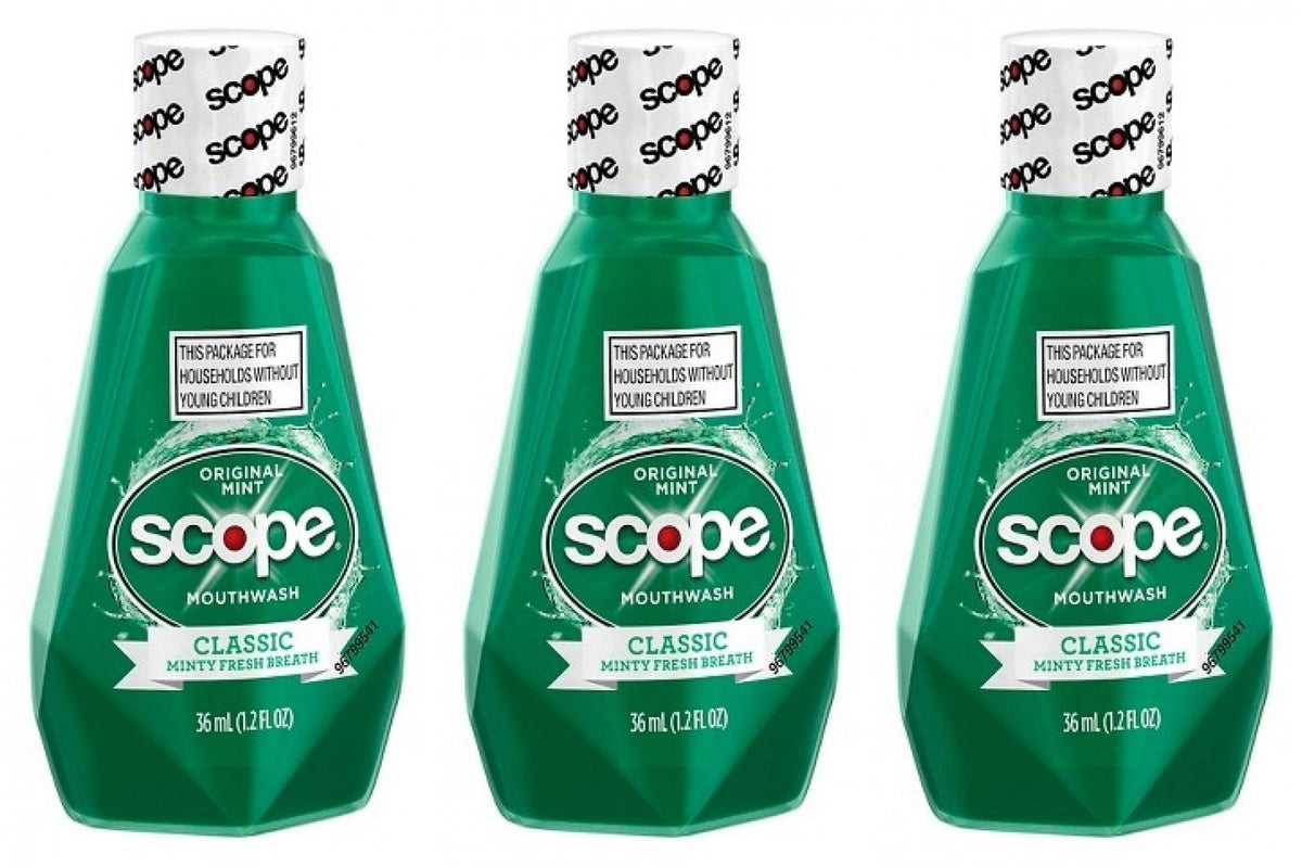 Scope rince-bouche Original Menthe: haleine fraîche durable en format voyage.