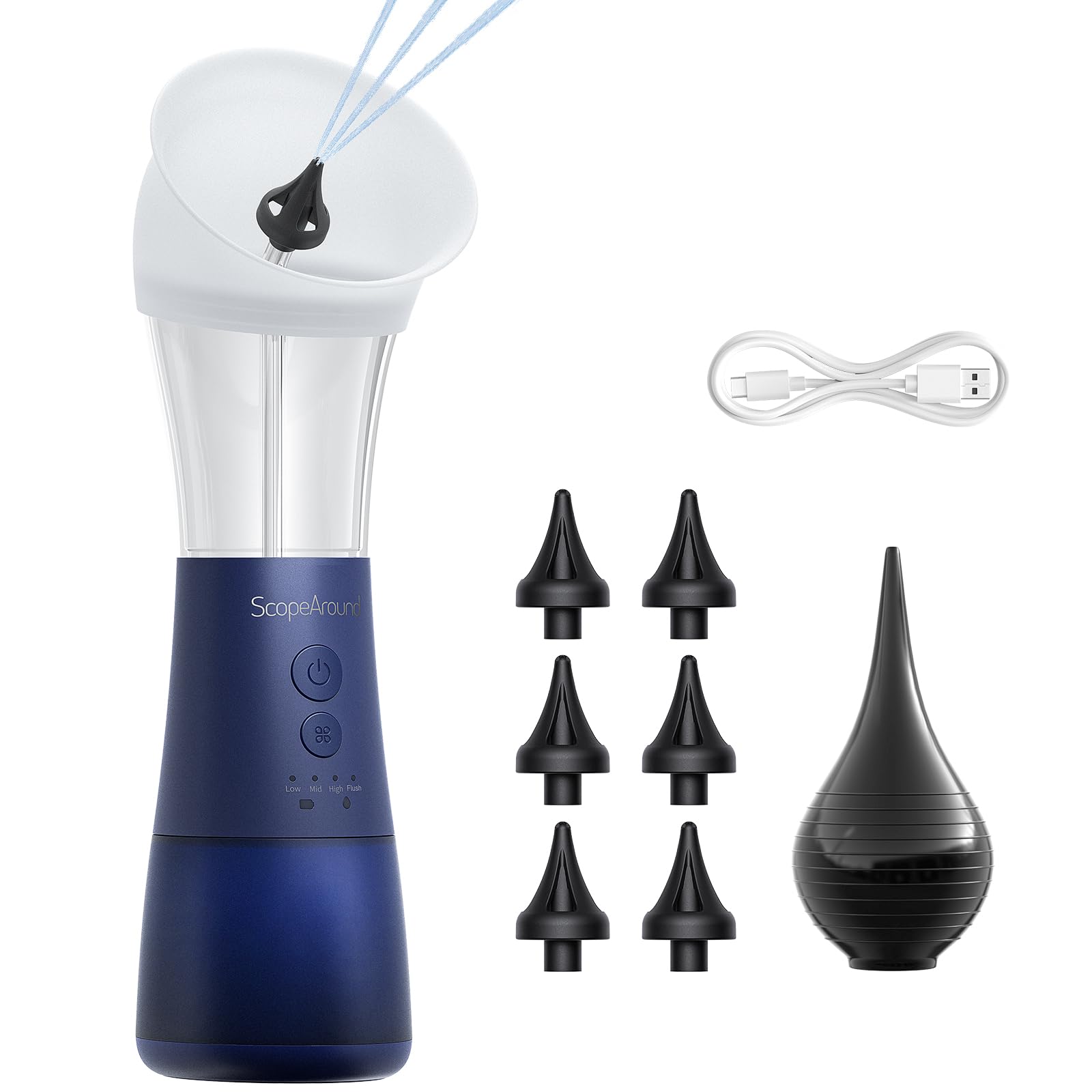 ScopeAround nettoyeur d'oreilles avec système réservoir eau pour un nettoyage contrôlé