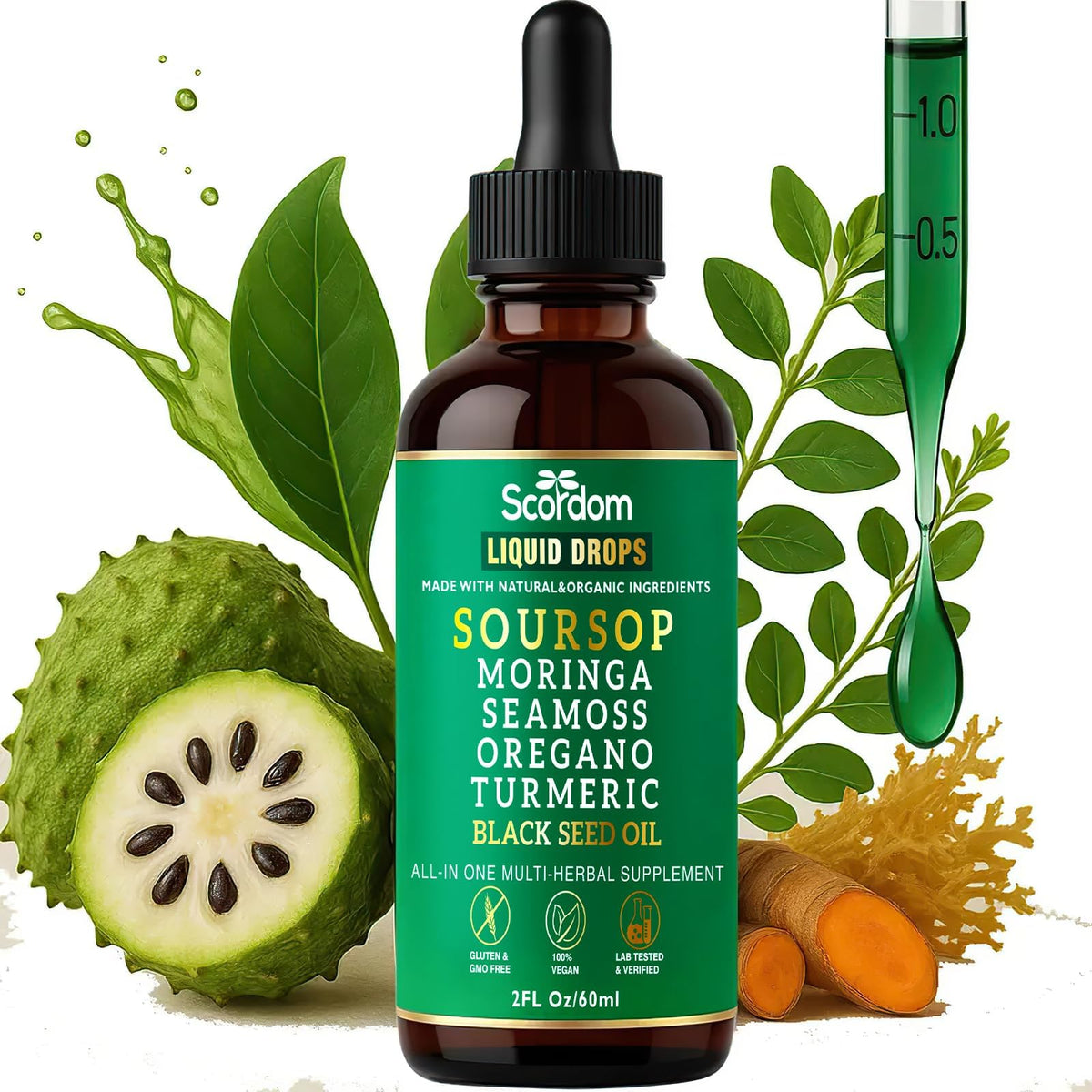SCORDOM Soursop Gouttes: bouteille avec pipette pour bien-être quotidien