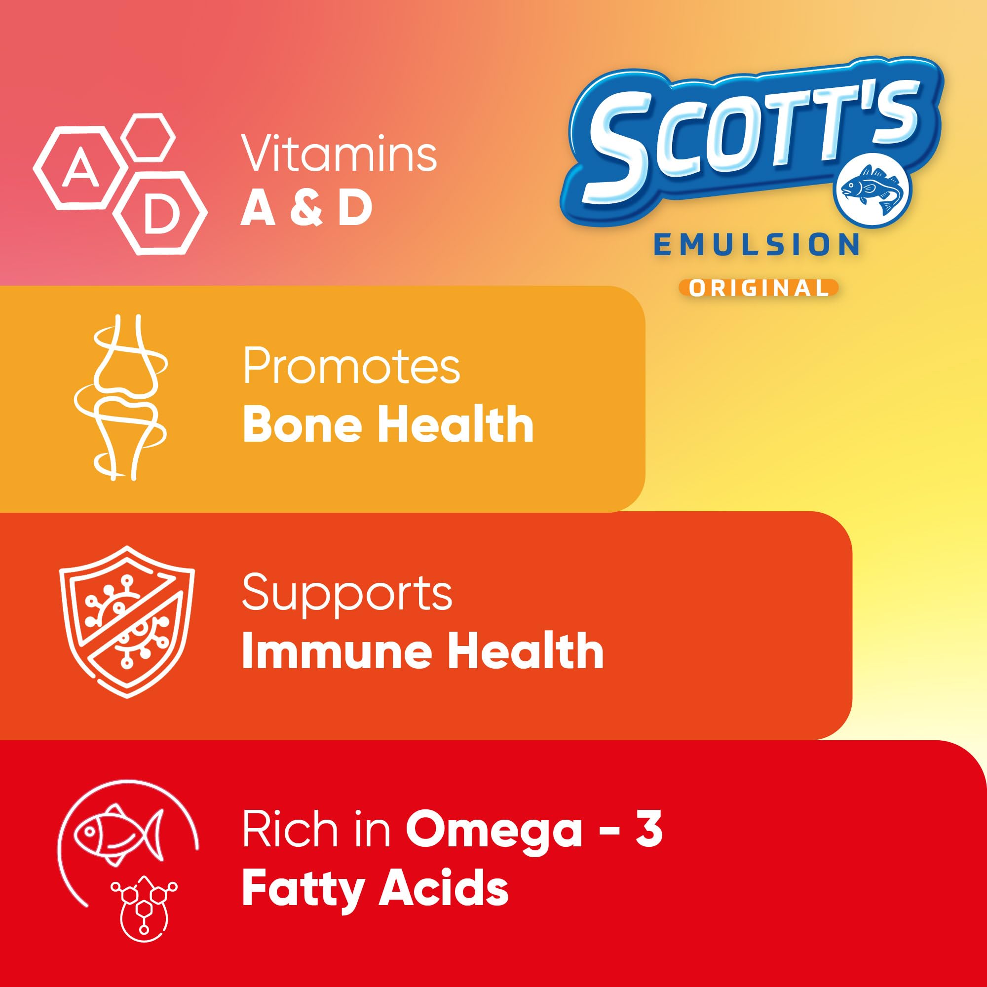 SCOTT'S EMULSION dose fruits: source naturelle de vitamine D pour les os.