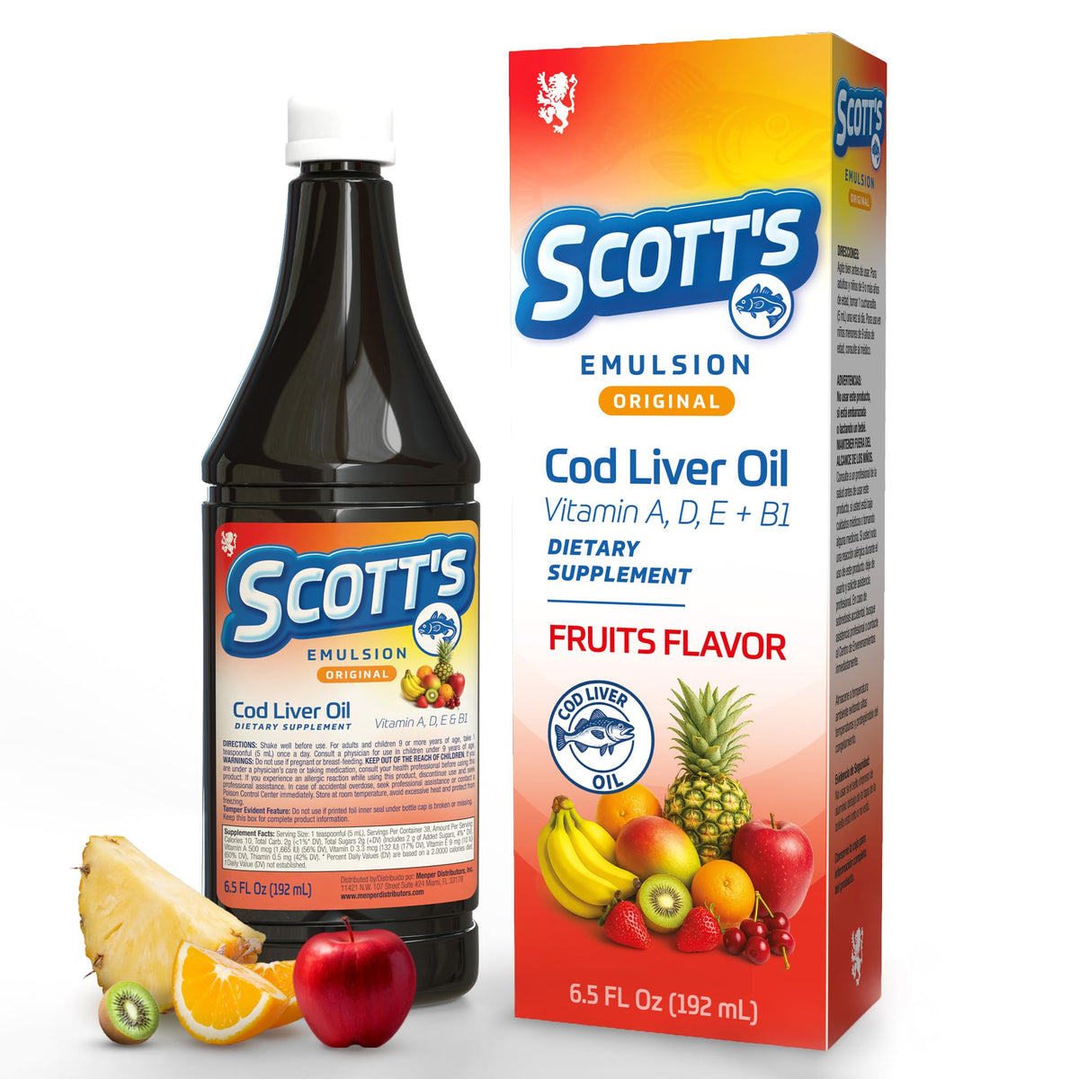 SCOTT'S EMULSION flacon fruits: soutien immunitaire doux pour l'enfant.