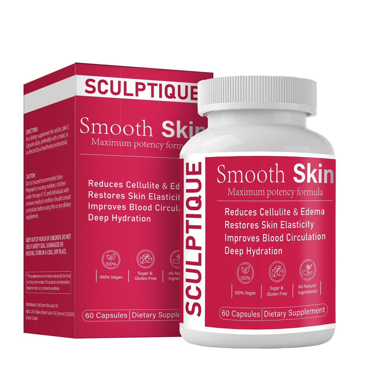 Sculptique peau lisse: capsules végétales favorisent une peau plus lisse et lumineuse.