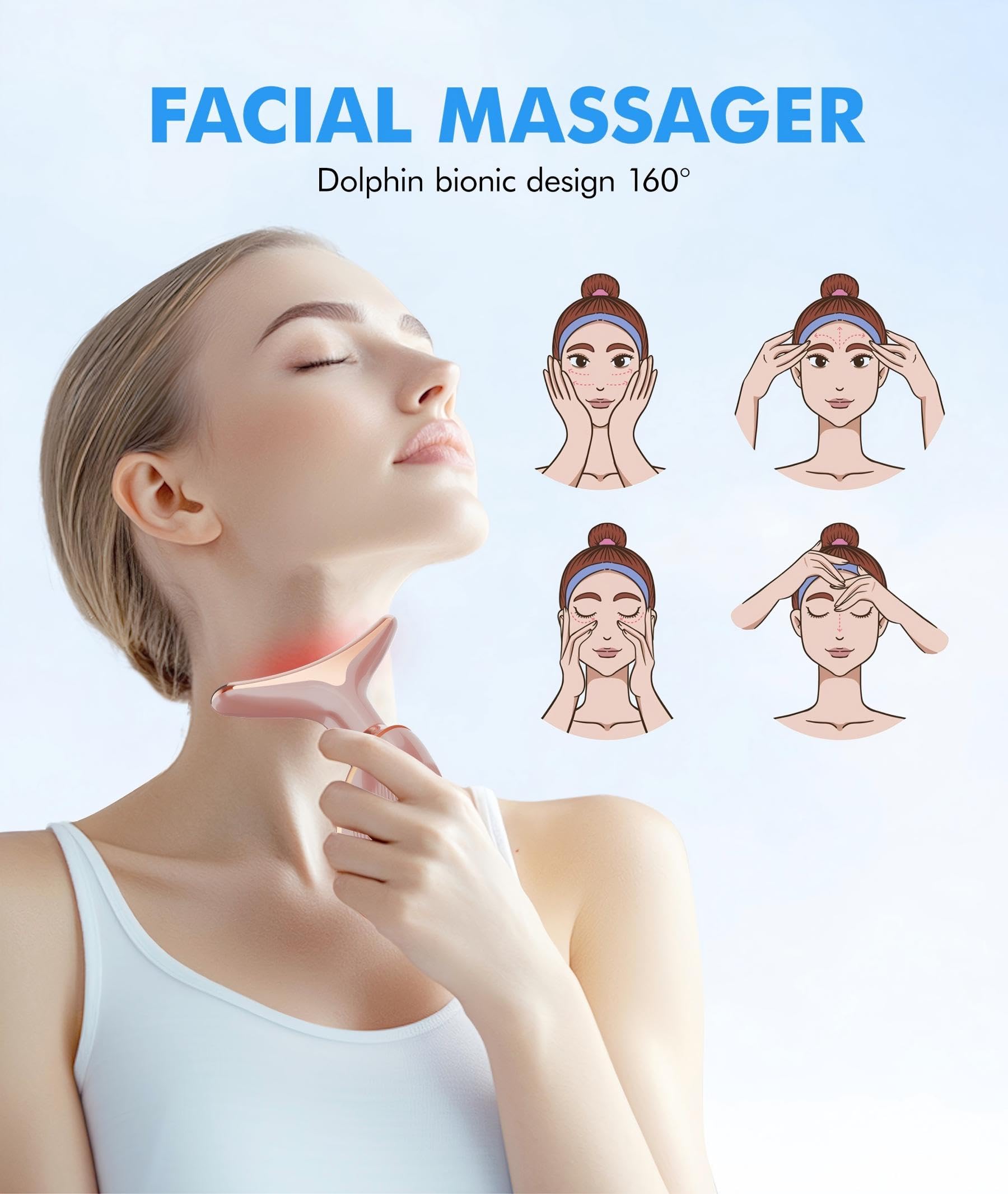 Design rose doré du massager visage SDKWDH dans la main