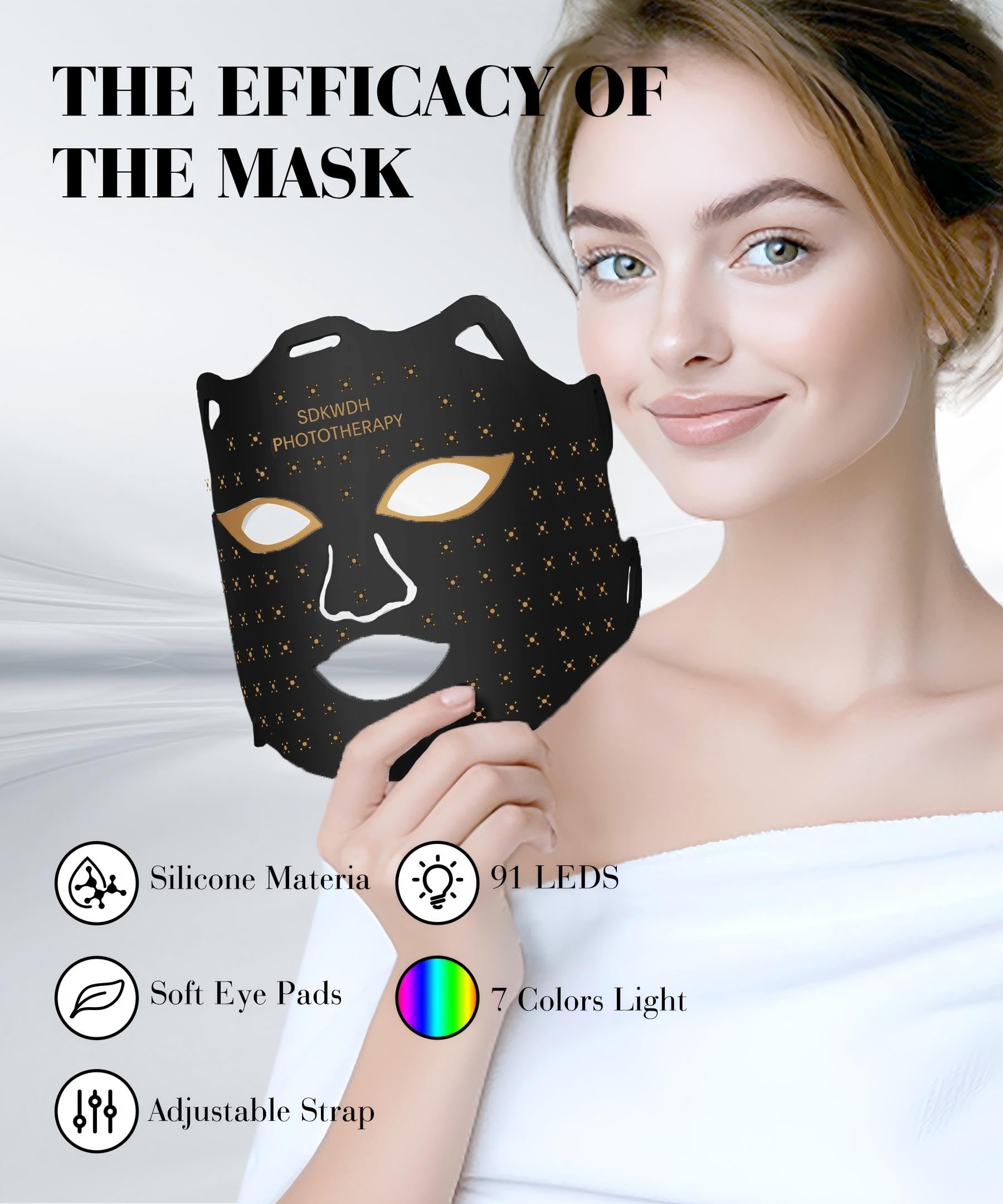 SDKWDH Masque Lumière infrarouge 850 nm – utilisation en soirée détend la peau.