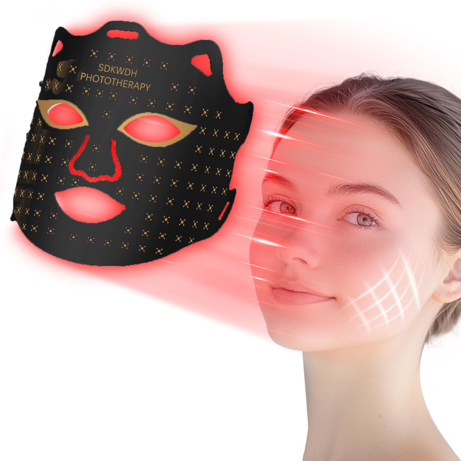 Masque SDKWDH lumière rouge pour le visage, idéal pour la détente et la vitalité cutanée.