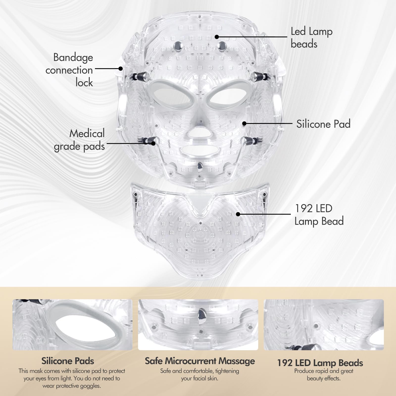 SDKWDH masque photon confort doux pour une utilisation agréable.