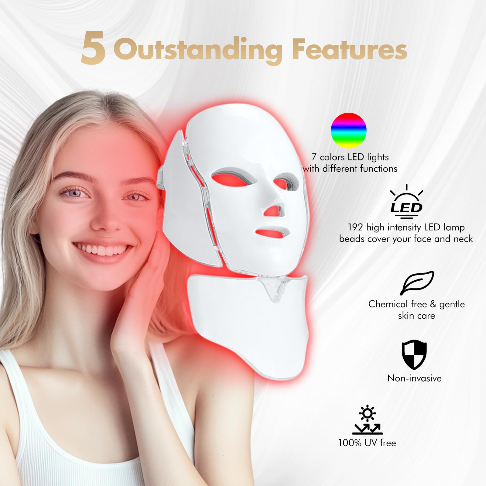 SDKWDH masque photon infrarouge mode personnalisé pour soin du visage à domicile.