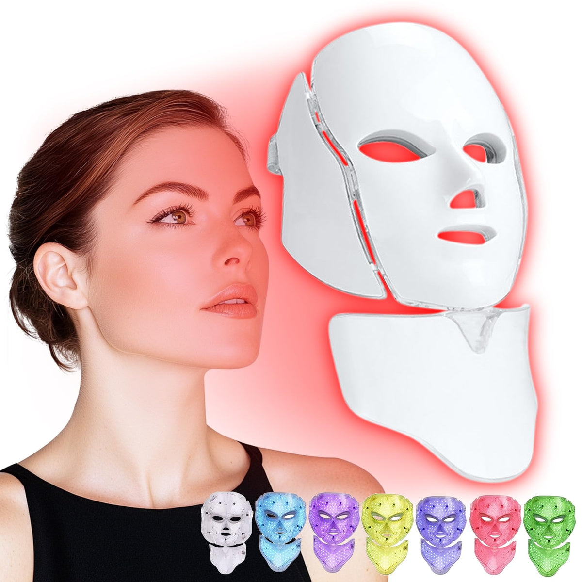 SDKWDH masque photon rouge avec télécommande pour usage à domicile.