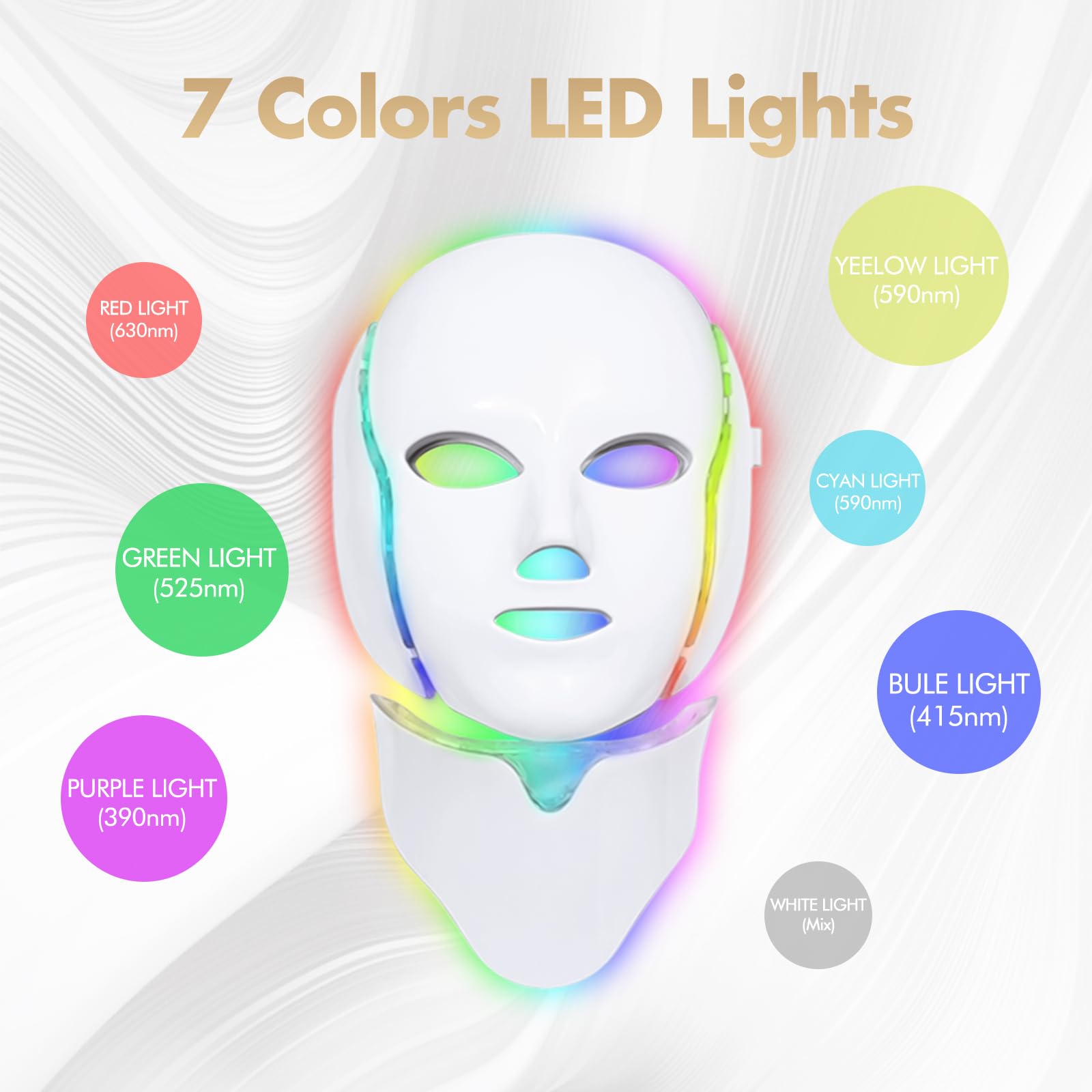SDKWDH masque photon minuteur intégré pour sessions de 15 minutes faciles.