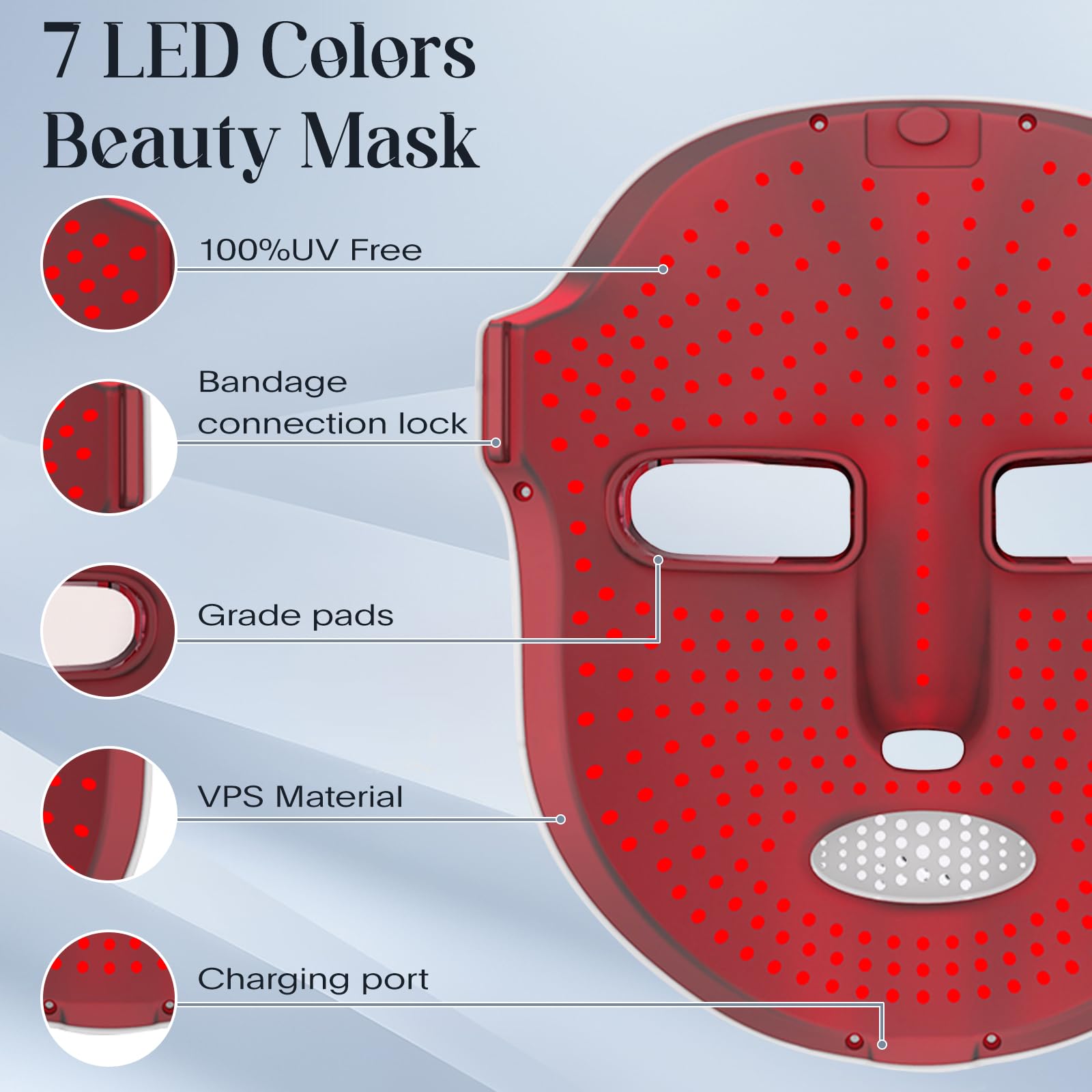 SDKWDH masque visage LED bouton de contrôle simple, utilisation rapide.