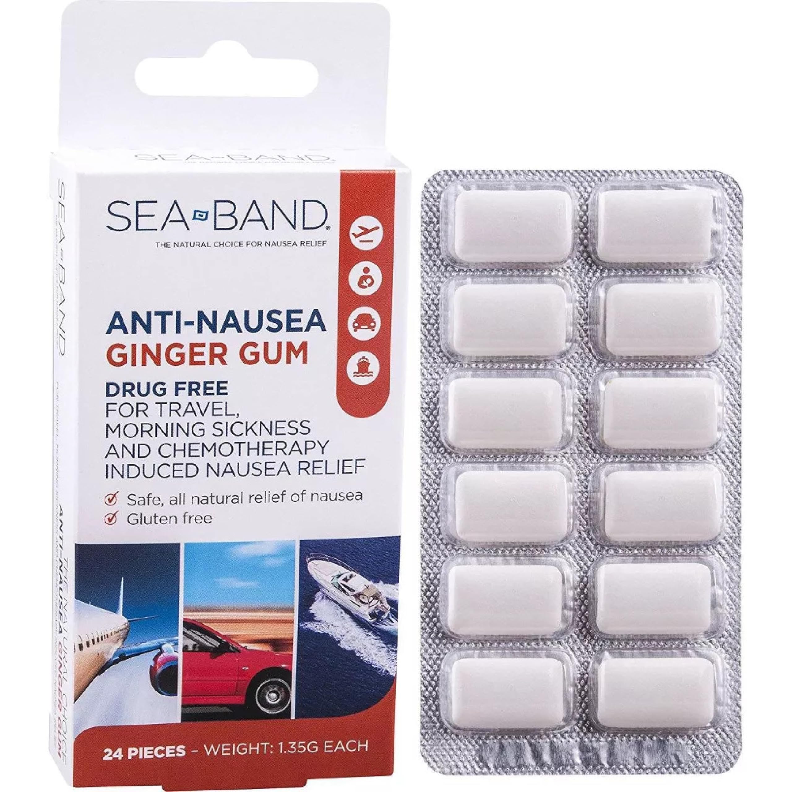 Sea-Band Gomme Gingembre – format poche idéal en déplacement