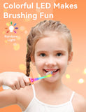 SEAGO brosse enfant orange avec LED arc-en-ciel, aspect ludique du brossage.