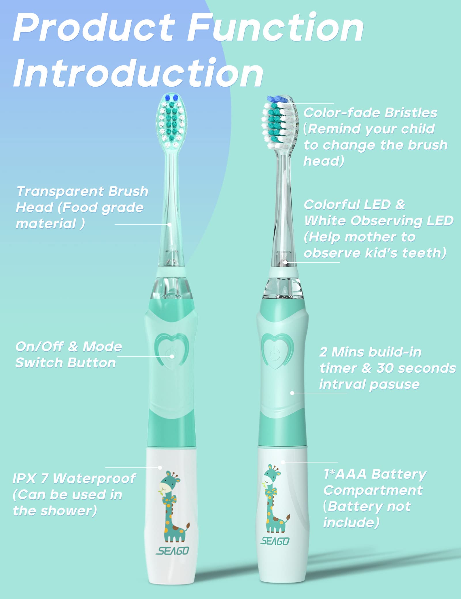SEAGO SG-977, design IPX7 étanche, facile à rincer après le brossage.