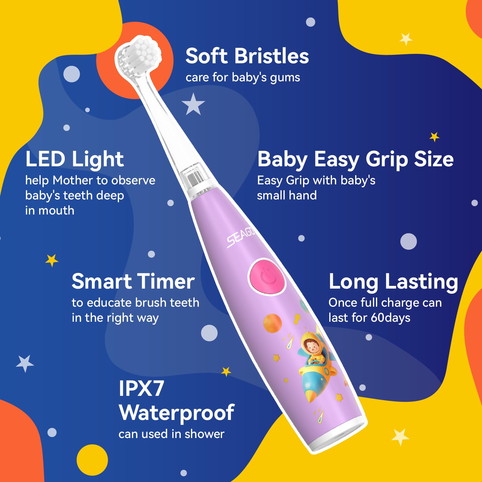 Ensemble têtes SEAGO pour enfants, adaptées à différentes dents et âges.