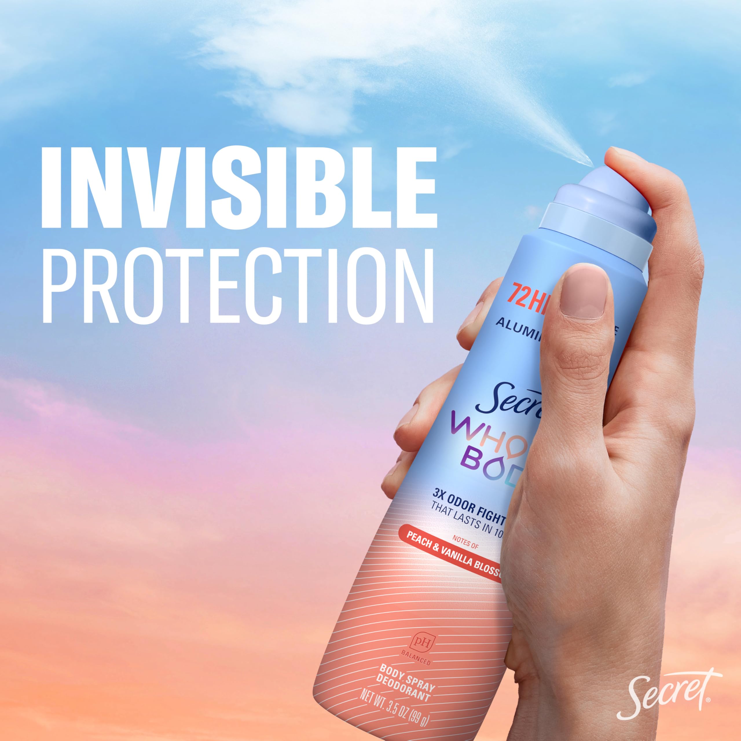 Secret désodorisant spray-format-100ml: flacon pratique pour le sac