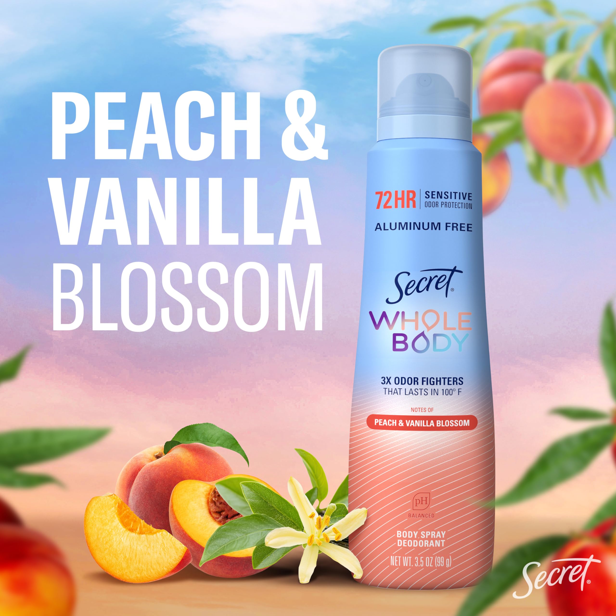 Secret désodorisant spray-pH équilibré: soin doux pour peau sensible