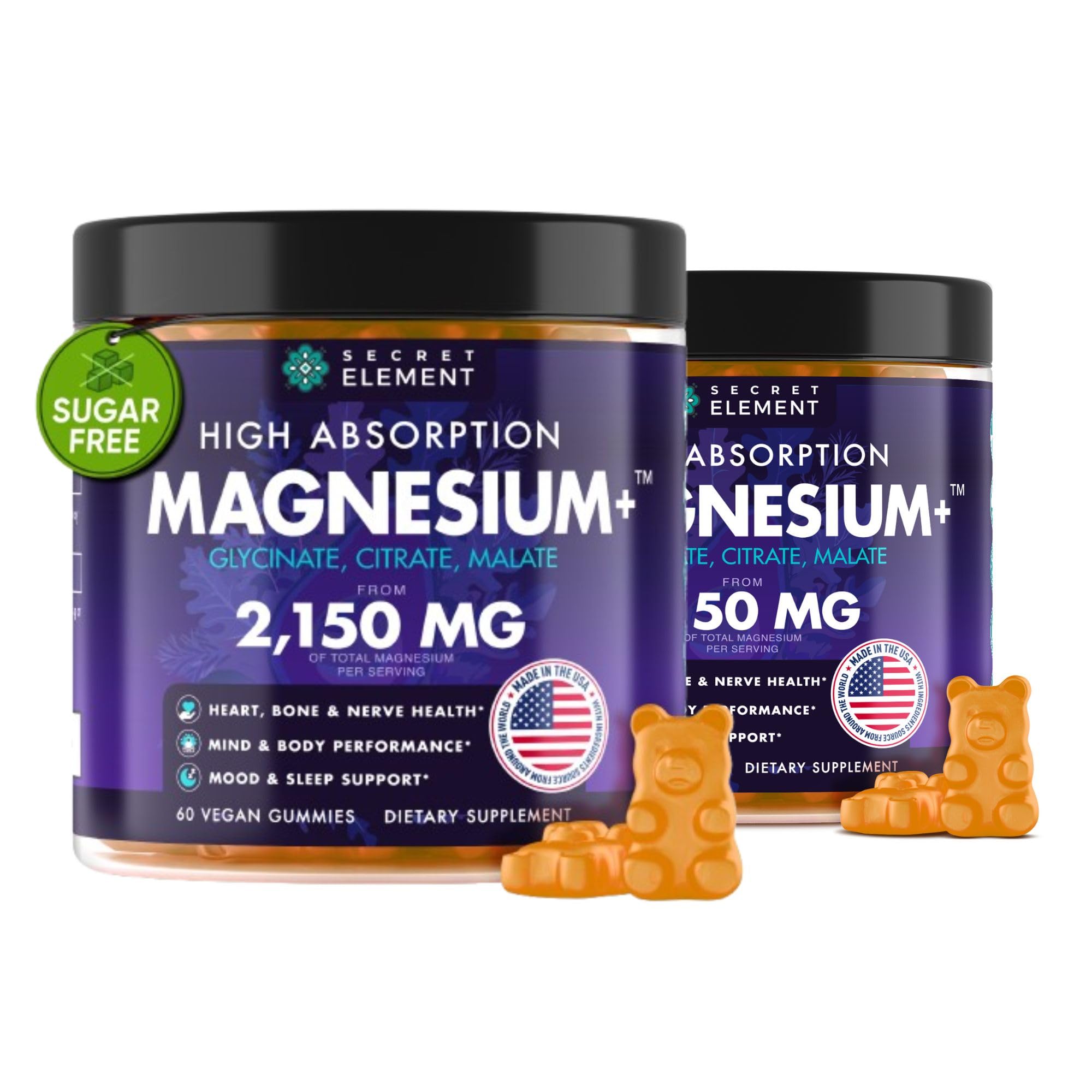 Gommes Secret Element magnésium orange haute absorption pour routine quotidienne