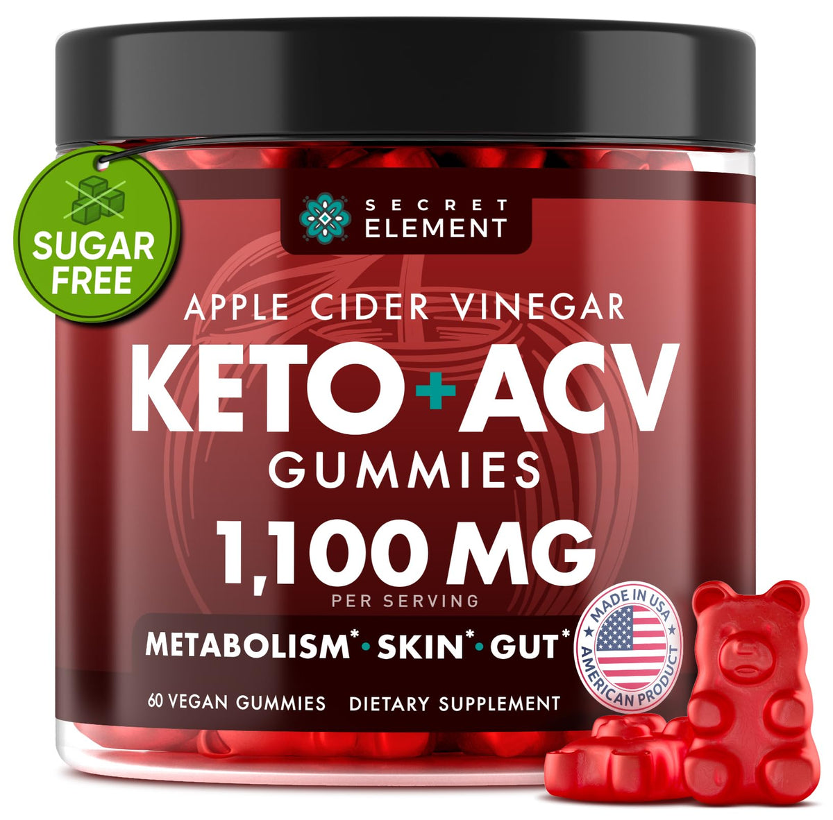 Secret Element céto ACV bonbons-gélifiés 1100mg, énergie soutenue sans sucre