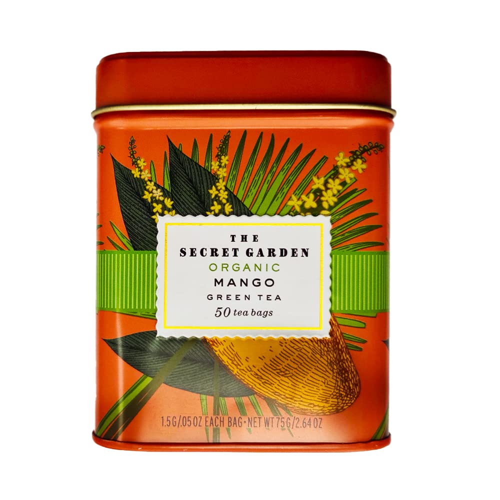 Infusion Secret Garden – thé vert bio à la mangue dans sachet prêt à infuser.
