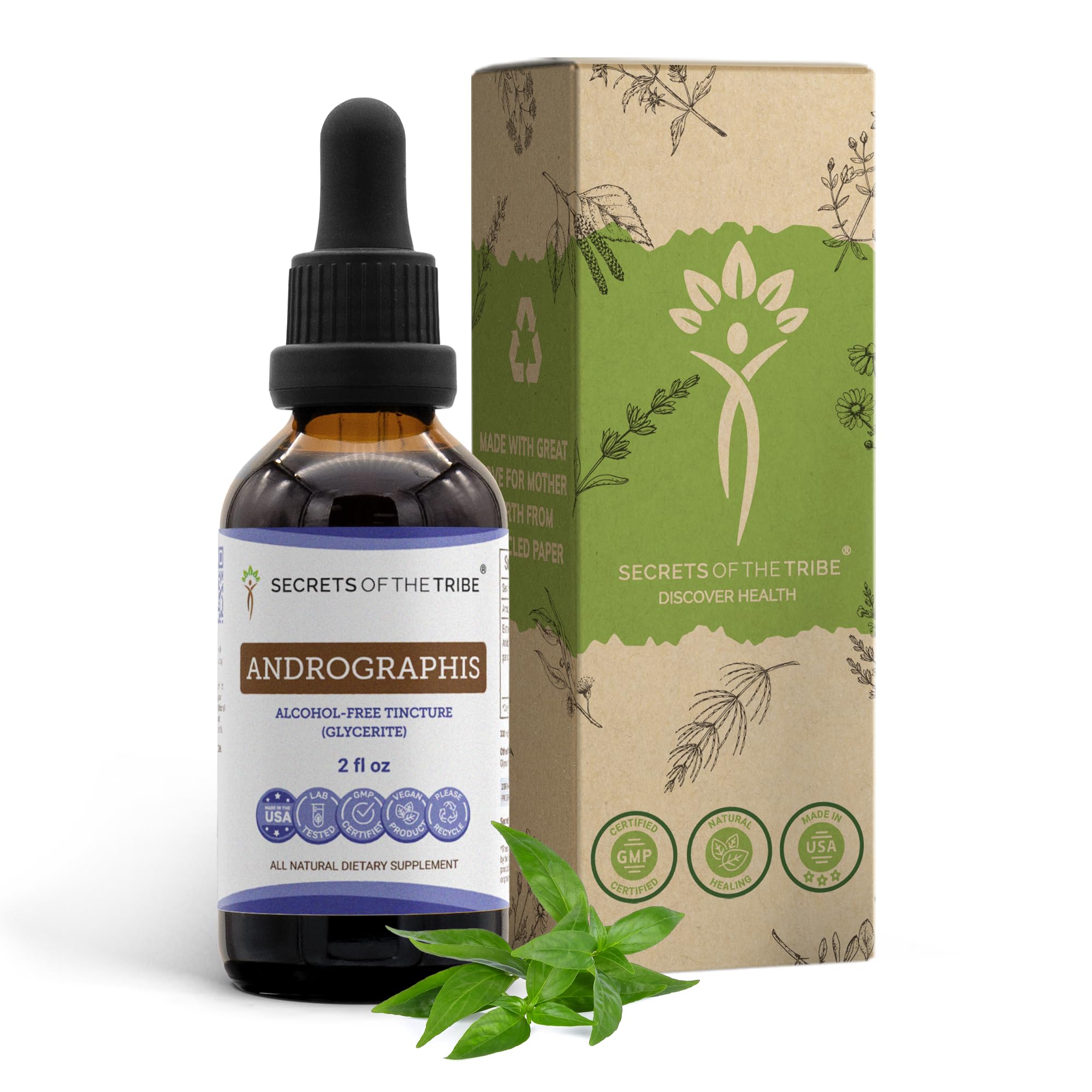 Secrets of the Tribe Andrographis – Bouteille dosage, extrait naturel et facilement absorbé.