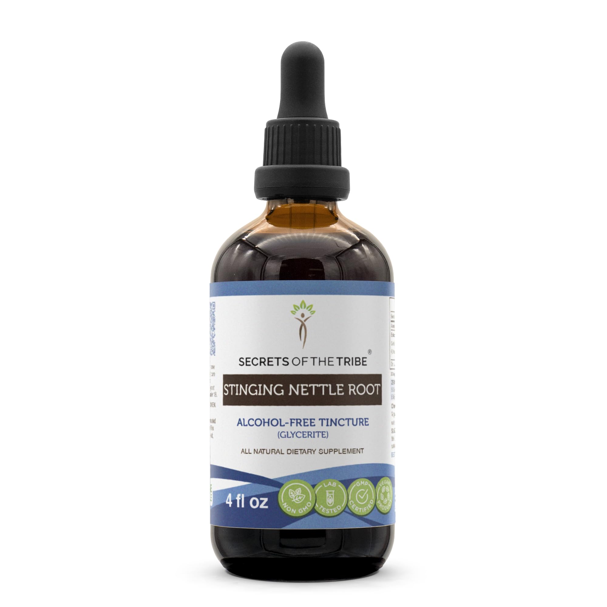 Secrets of the Tribe Extrait liquide d'ortie flacon 4oz, absorption naturelle facilitée.
