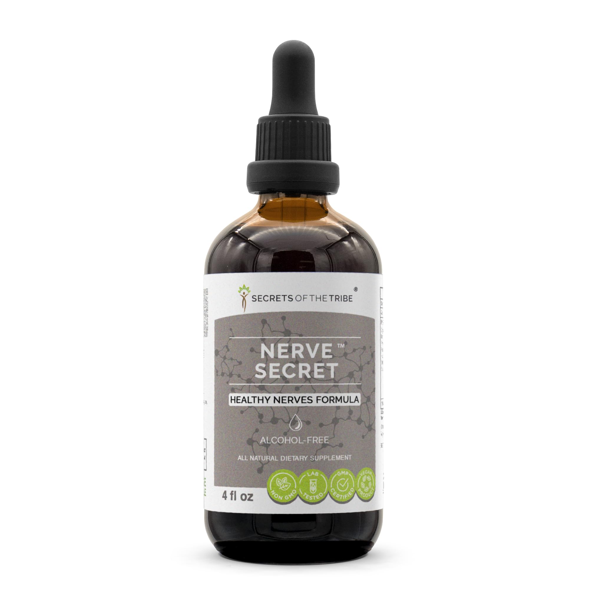 Secrets of the Tribe Nerve Secret gouttes en bouteille, absorption rapide.