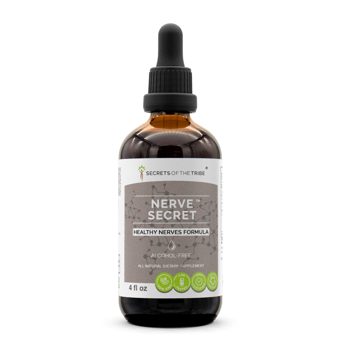Secrets of the Tribe Nerve Secret gouttes en bouteille, absorption rapide.