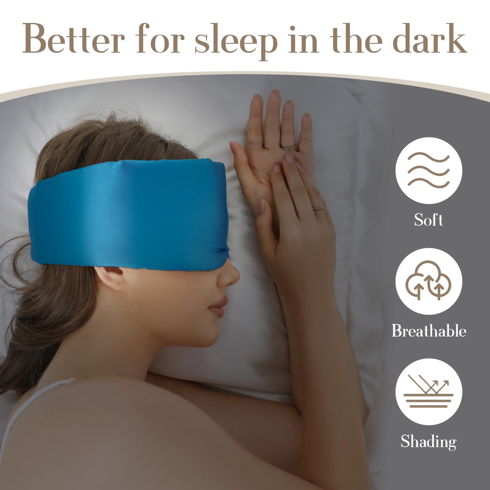 SECZIPE masque yeux soie de mûrier bleu avec bande ajustable pour un ajustement idéal.
