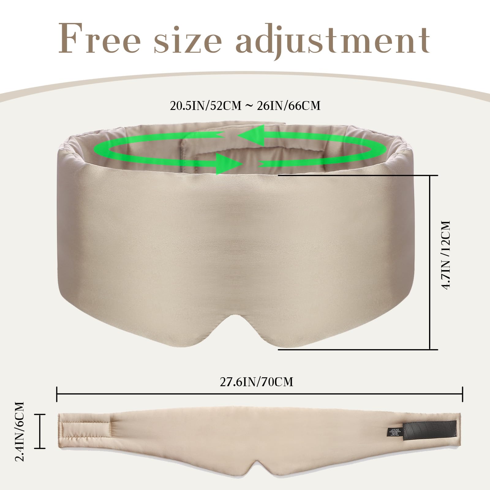 SECZIPE masque yeux soie taupe réduit sécheresse cutanée et inconfort