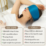 SECZIPE masque soie bleu idéal pour bureau et voyage discret.