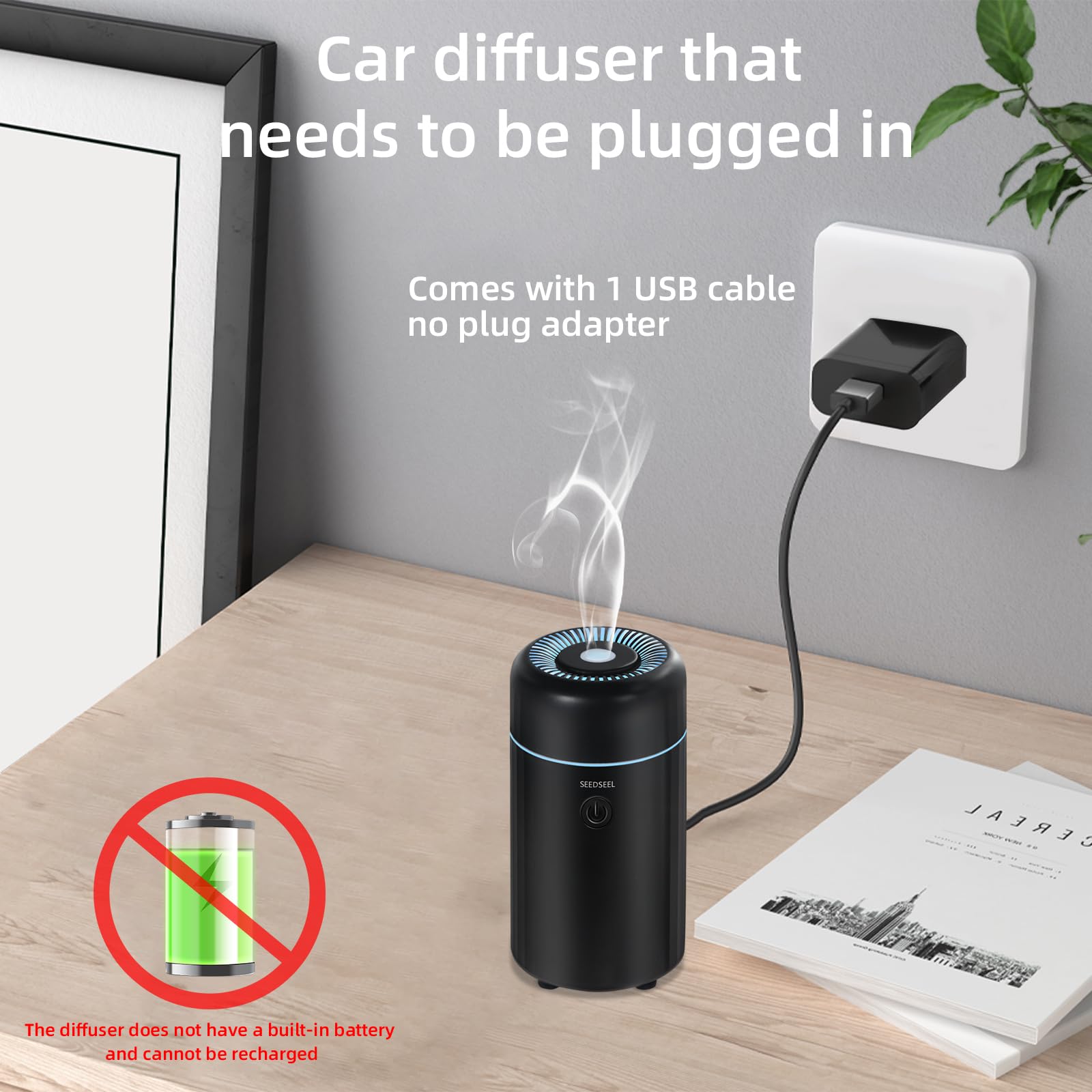 SEEDSEEL diffuseur USB mini, pratique et portable pour petites pièces.