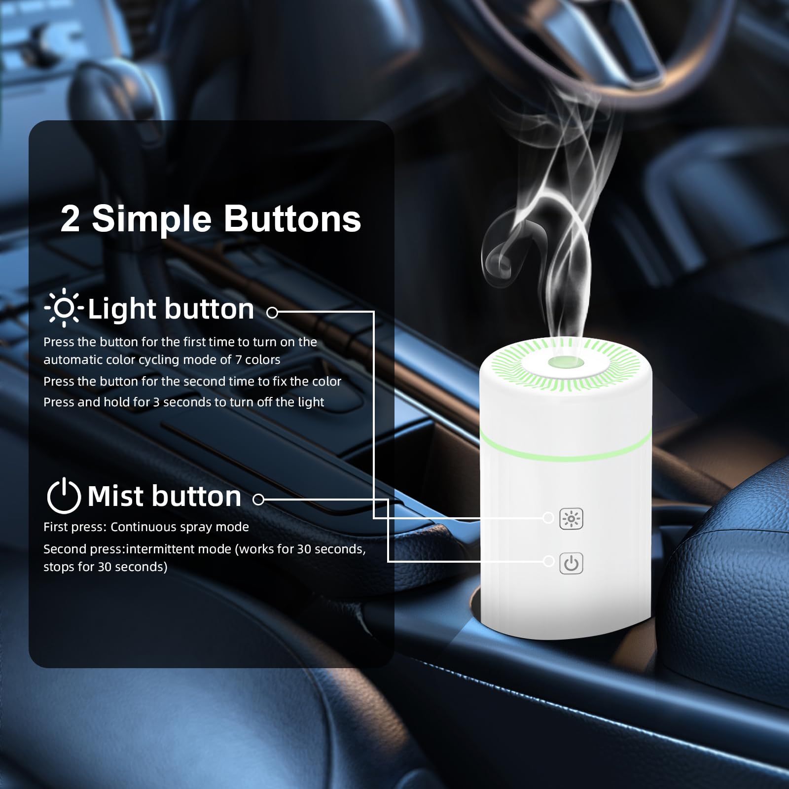 SEEDSEEL humidificateur portable sans fil, idéal pour voiture et bureau