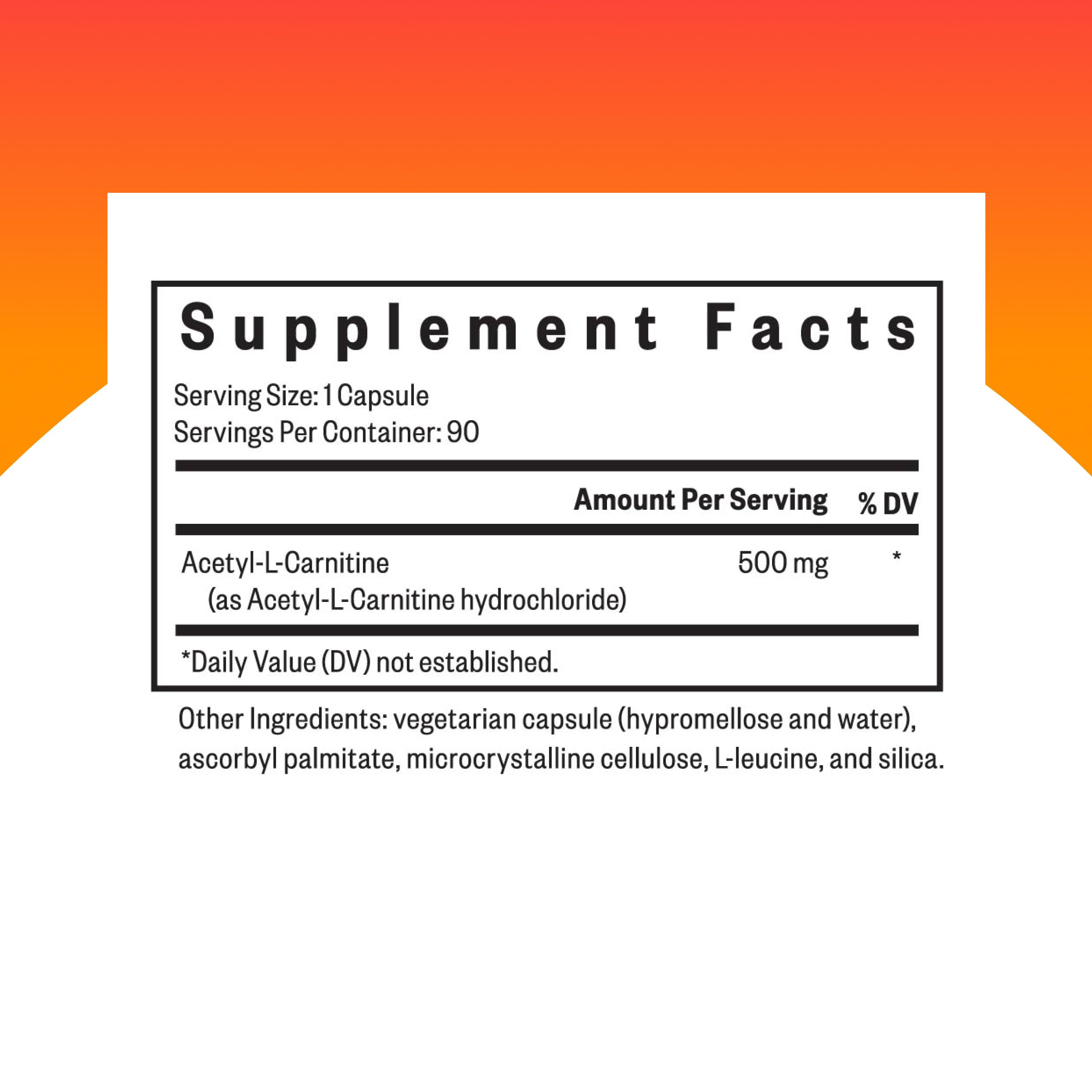 Capsules Seeking Health Acetyl-L-Carnitine pour dosage quotidien pratique.