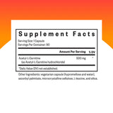 Capsules Seeking Health Acetyl-L-Carnitine pour dosage quotidien pratique.