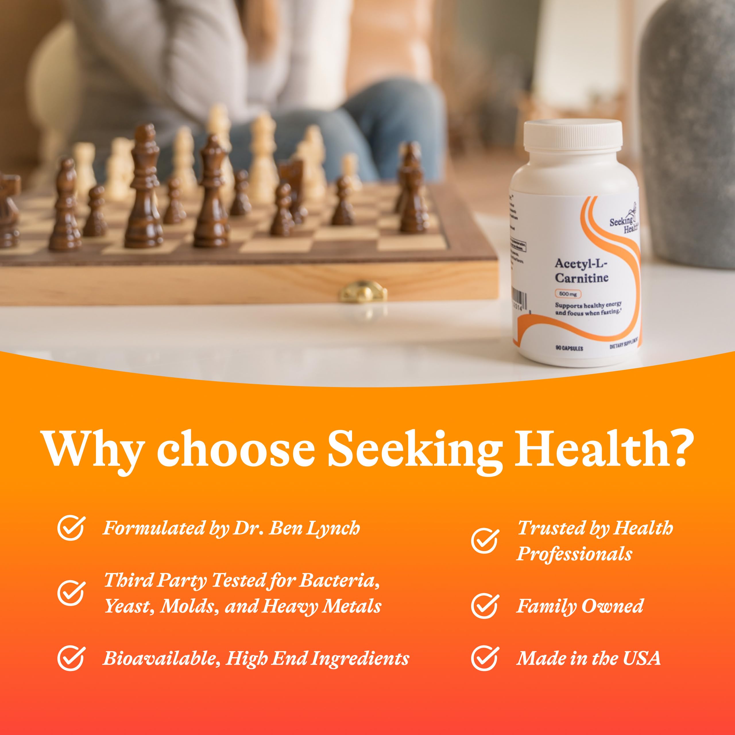 Seeking Health Acetyl-L-Carnitine sans allergènes courants.