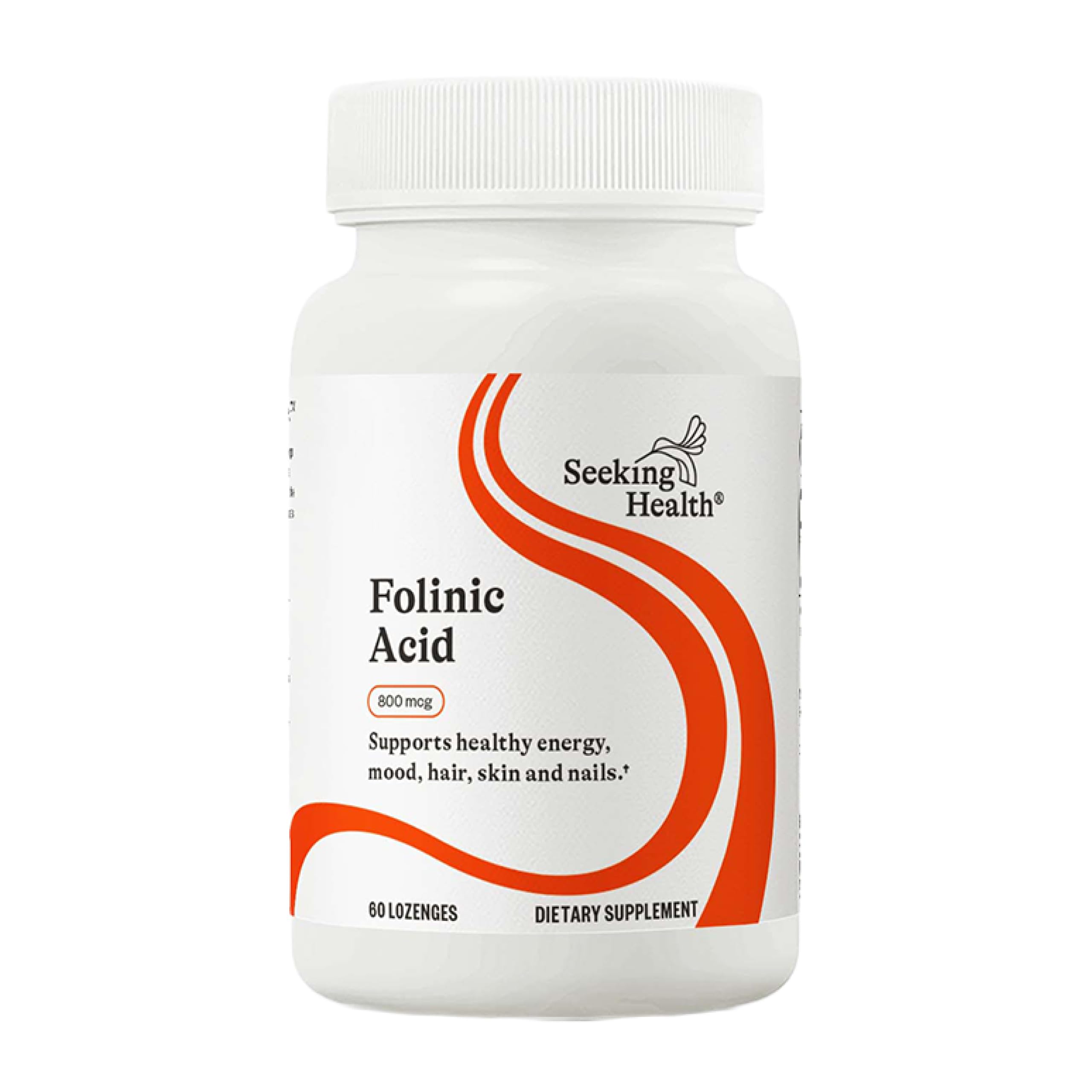 Acide folinique Seeking Health, bouteille recto, utile pour la routine quotidienne