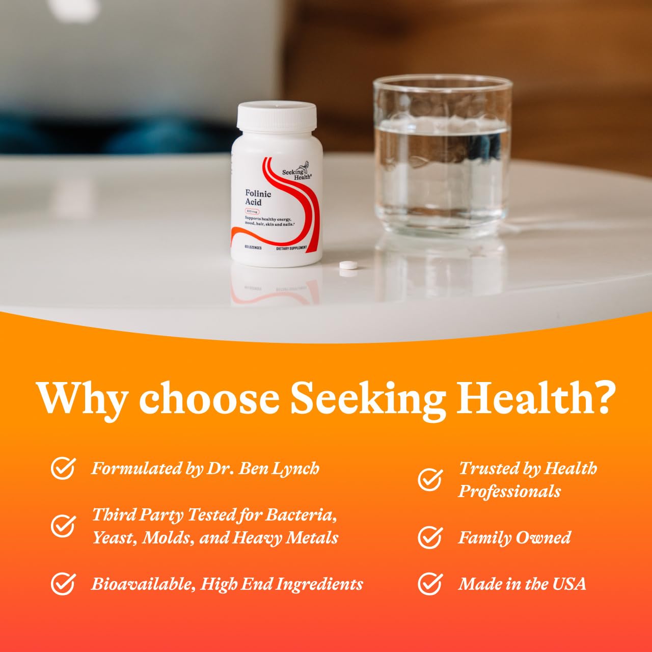 Seeking Health acide folinique, icônes sans allergènes pour sécurité